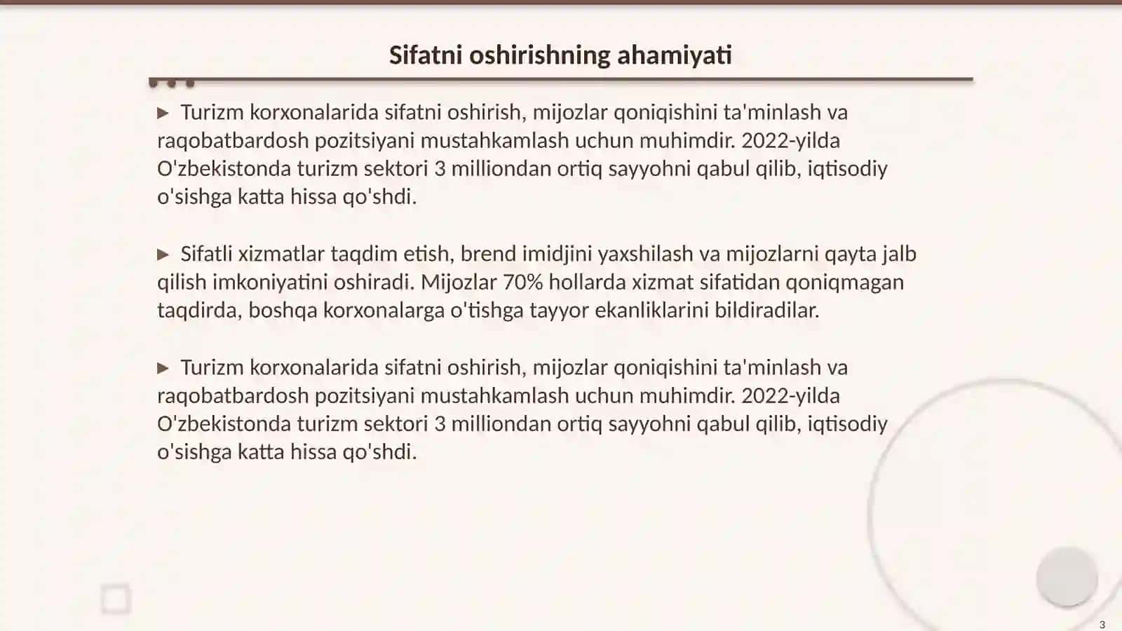 Turizm korxonalarida sifatni oshirish strategiyalari 3