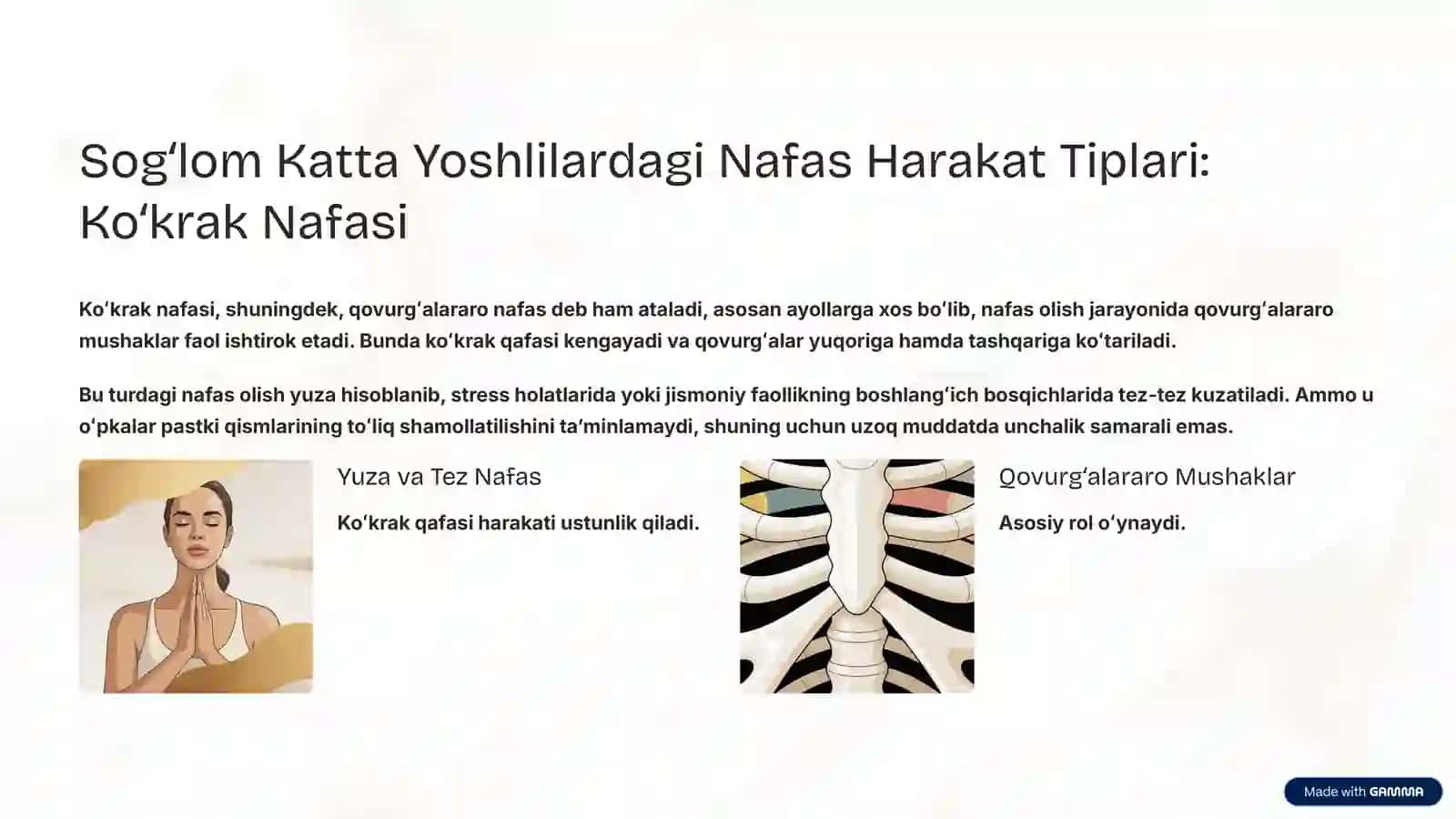 Sogʻlom Odamlarda Nafas Harakat Tiplari va Chaqaloqning Dastlabki Nafas Olish Mexanizmi 3