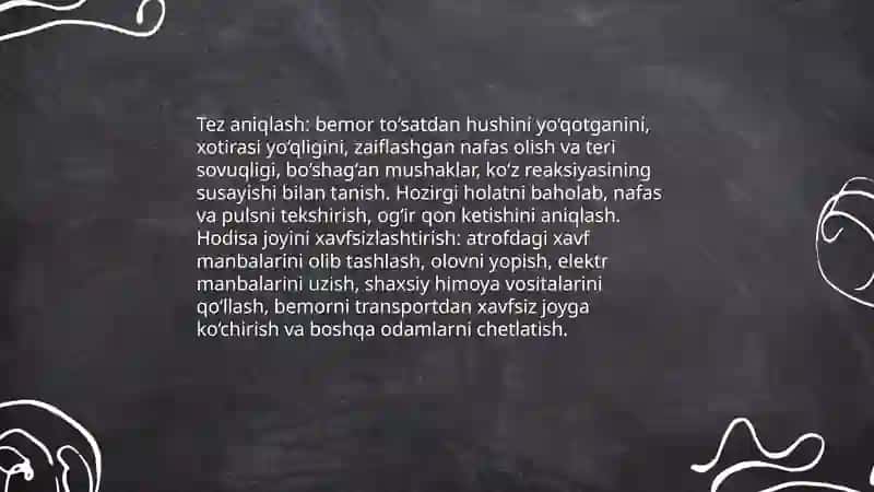 Hushdan ketgan bemorlarga vrachgacha boʻlgan yordam koʻrsatish 3