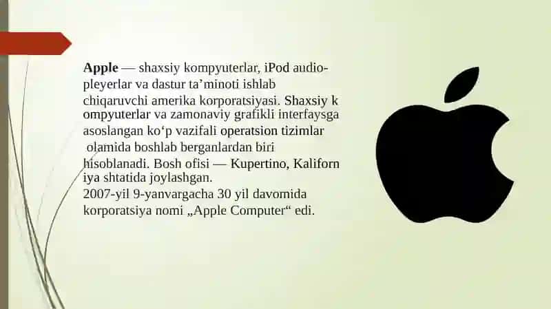 Buxoro Davlat Universiteti 9.1 biaz guruh italabasi Odilov Lazizbekning "Apple brendi" mavzusi 3