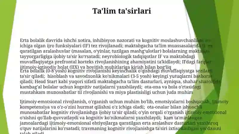 Psixik rivojlanish xususiyatlari 3