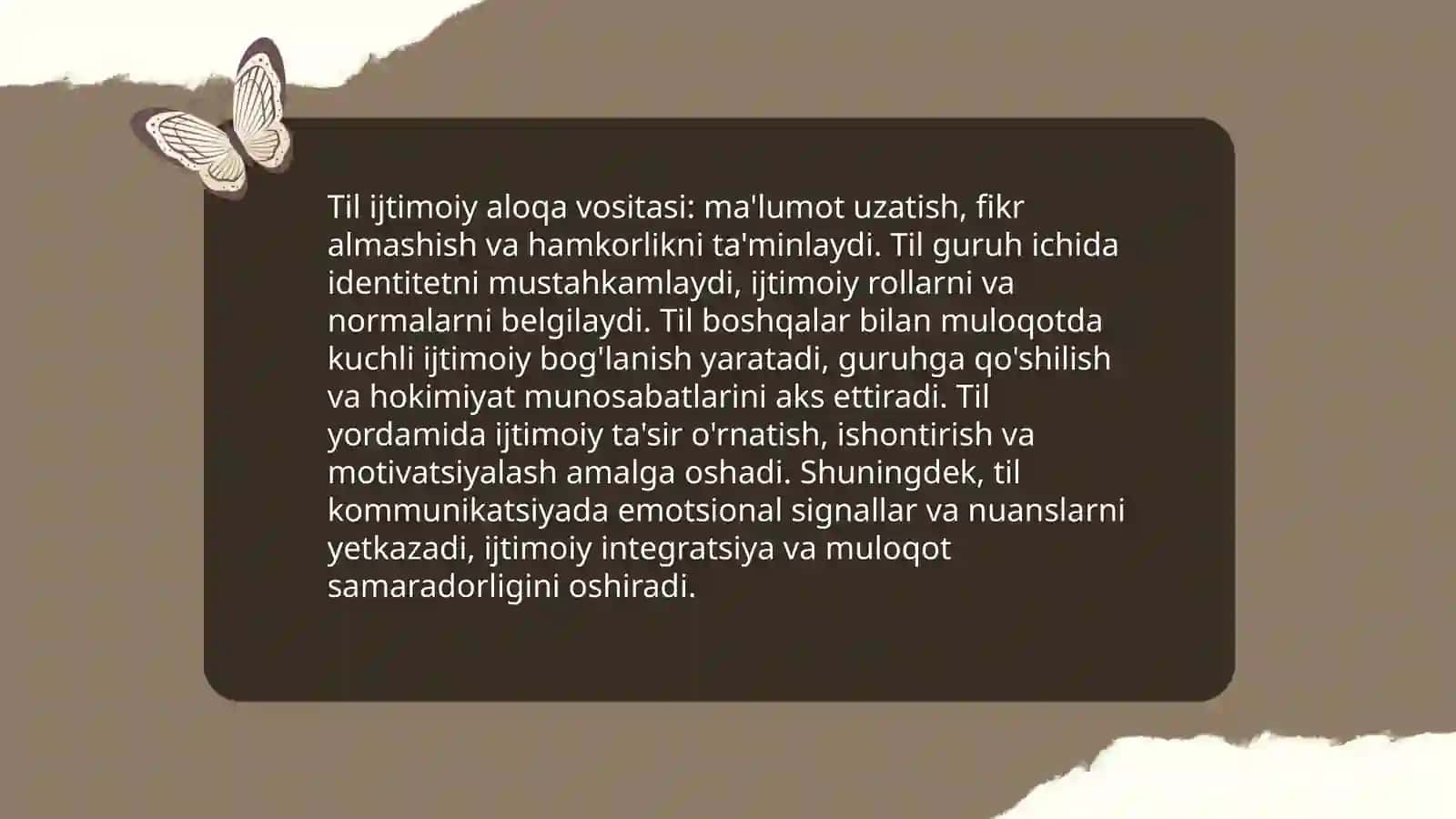Tilning ijtimoiy vazifalari. Tilning hissiy-ta'siriy tuyg' ifodalash vositasi 3