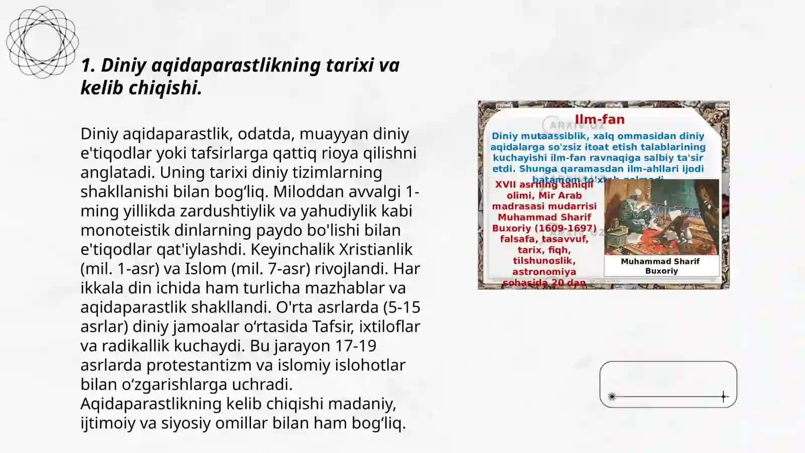 Diniy aqidaparastlik (fanatizm), ekstremizm paydo bo'lishining ijtimoiy- tarixiy zaminlari va rivojlanishi 3