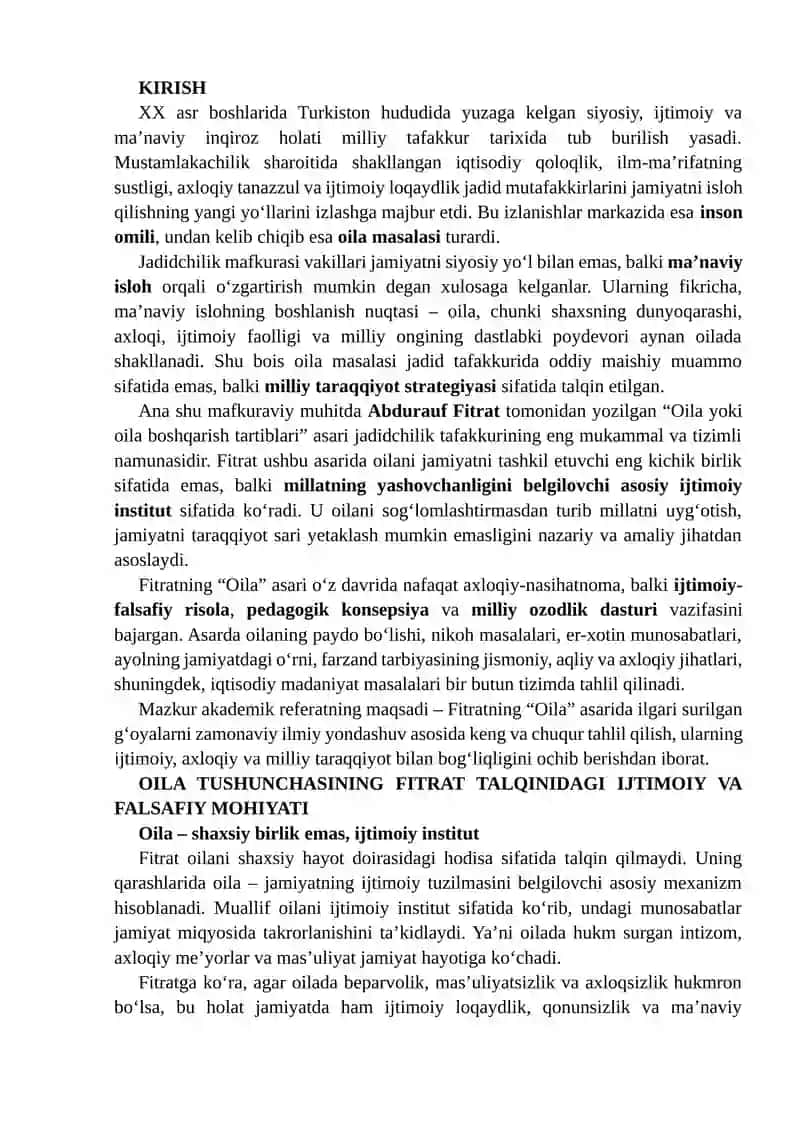 Abdurauf Fitratning "Oila" asarida oila qurish va farzand tarbiyasiga oid g'oyalar 3