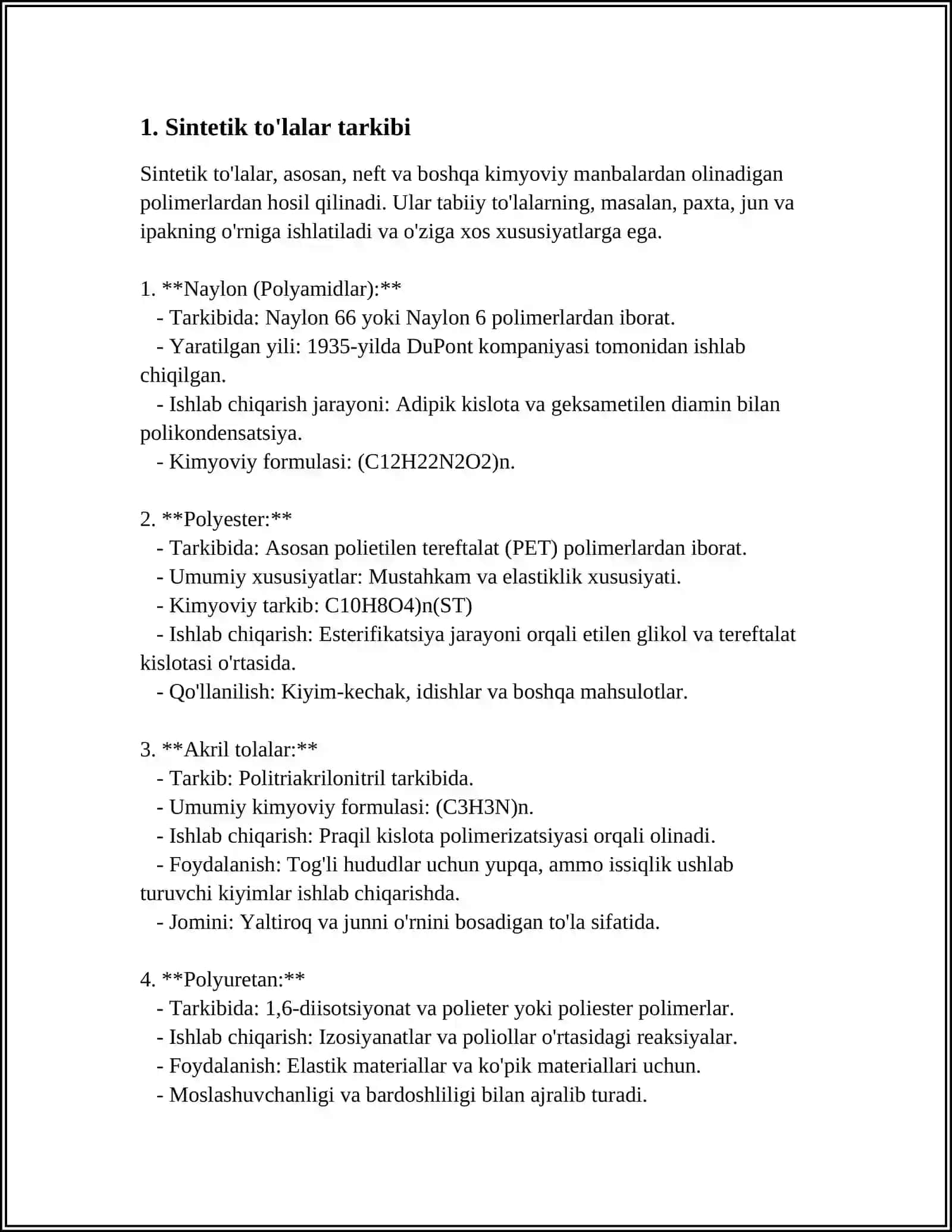 SINTETIK TOLALARNING FIZIK-MEXANIK XOSSALARI 3