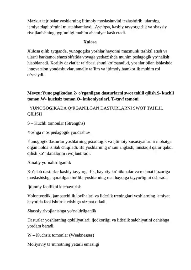 Yunogogika va yoshlar hayotiga oid xorijiy tajribalarni o'rganib tahlil qilish 3