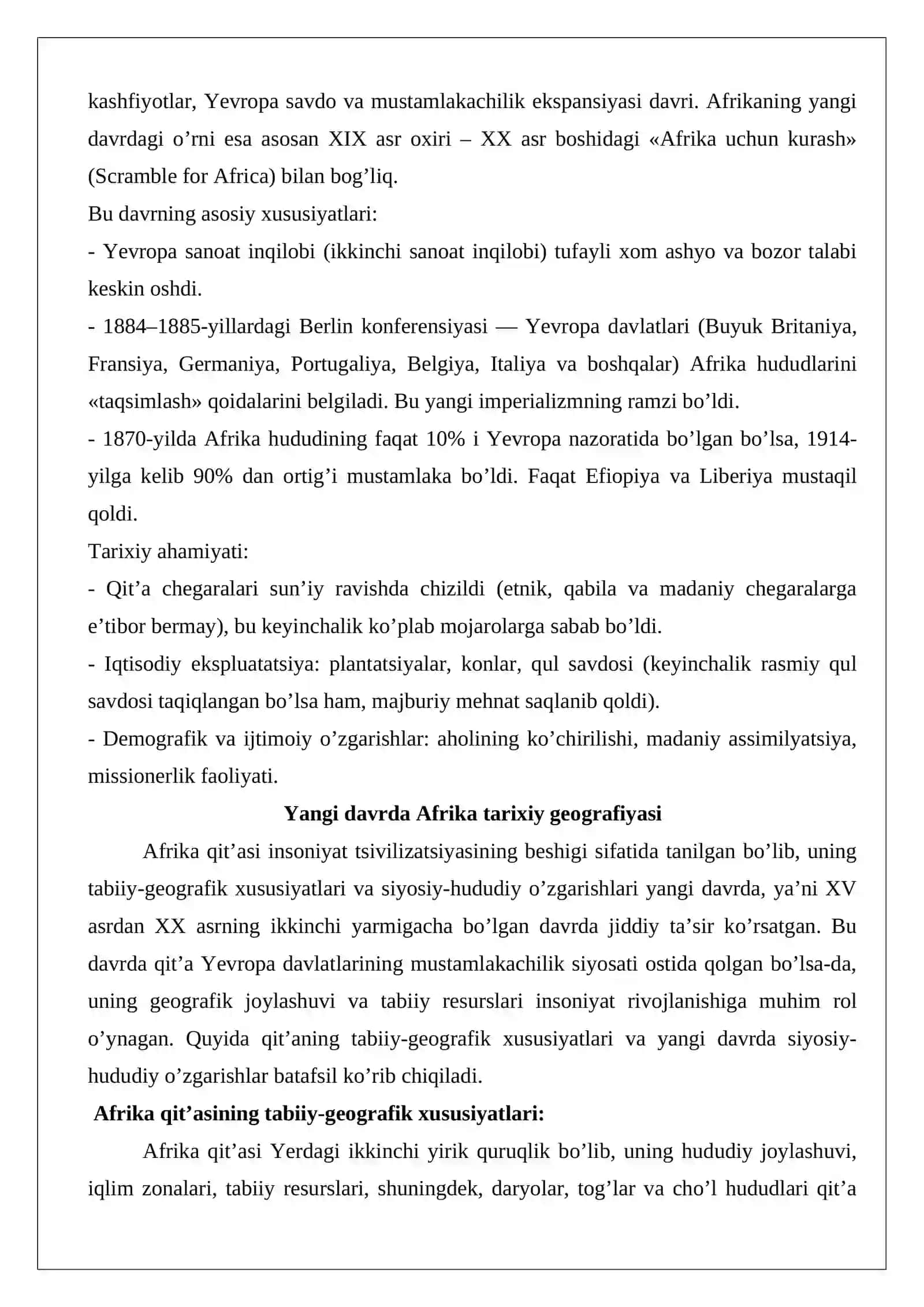Yangi davrda Afrika tarixiy geografiyasi 3