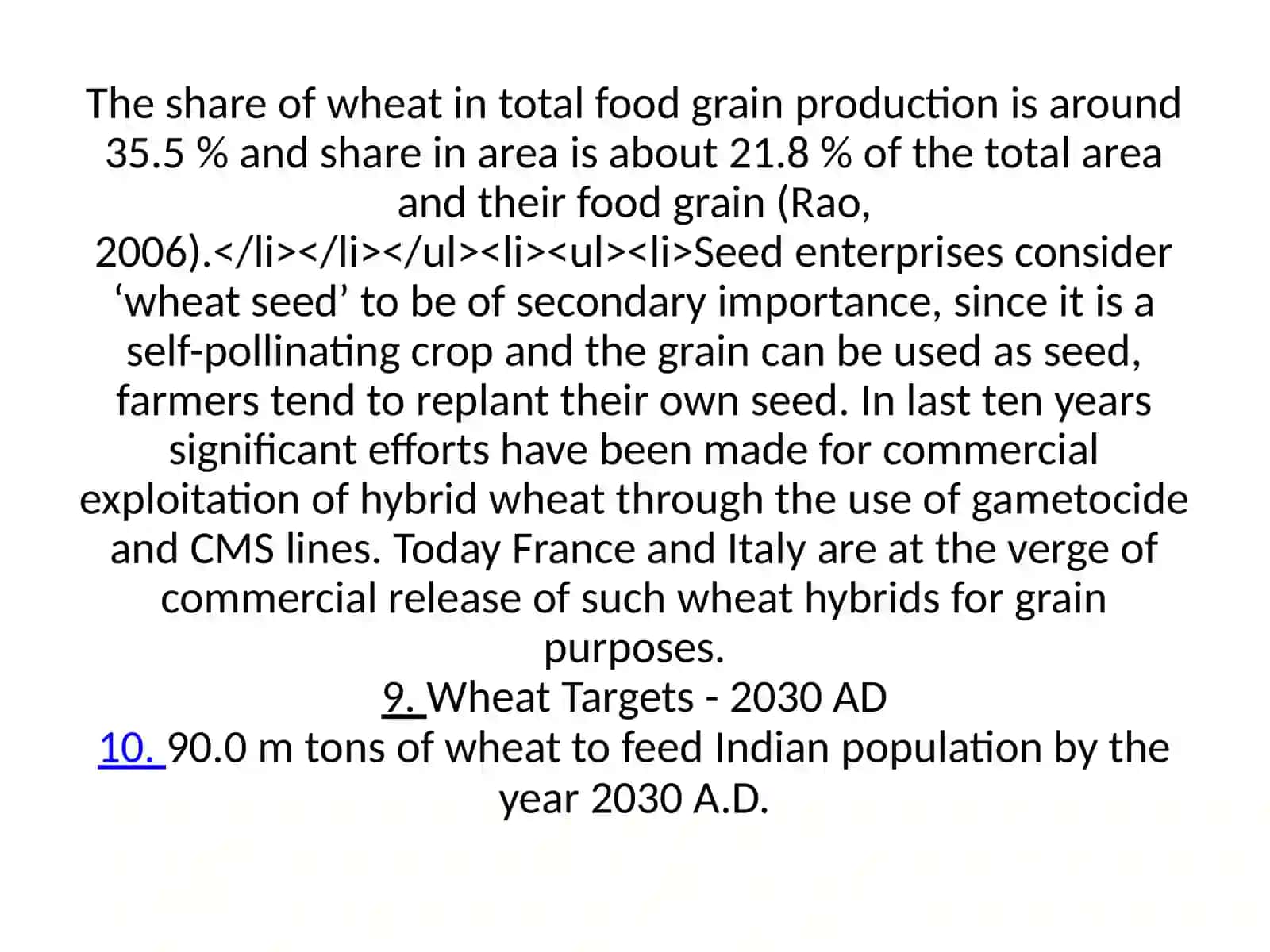 Wheat Targets - 2030 AD 3