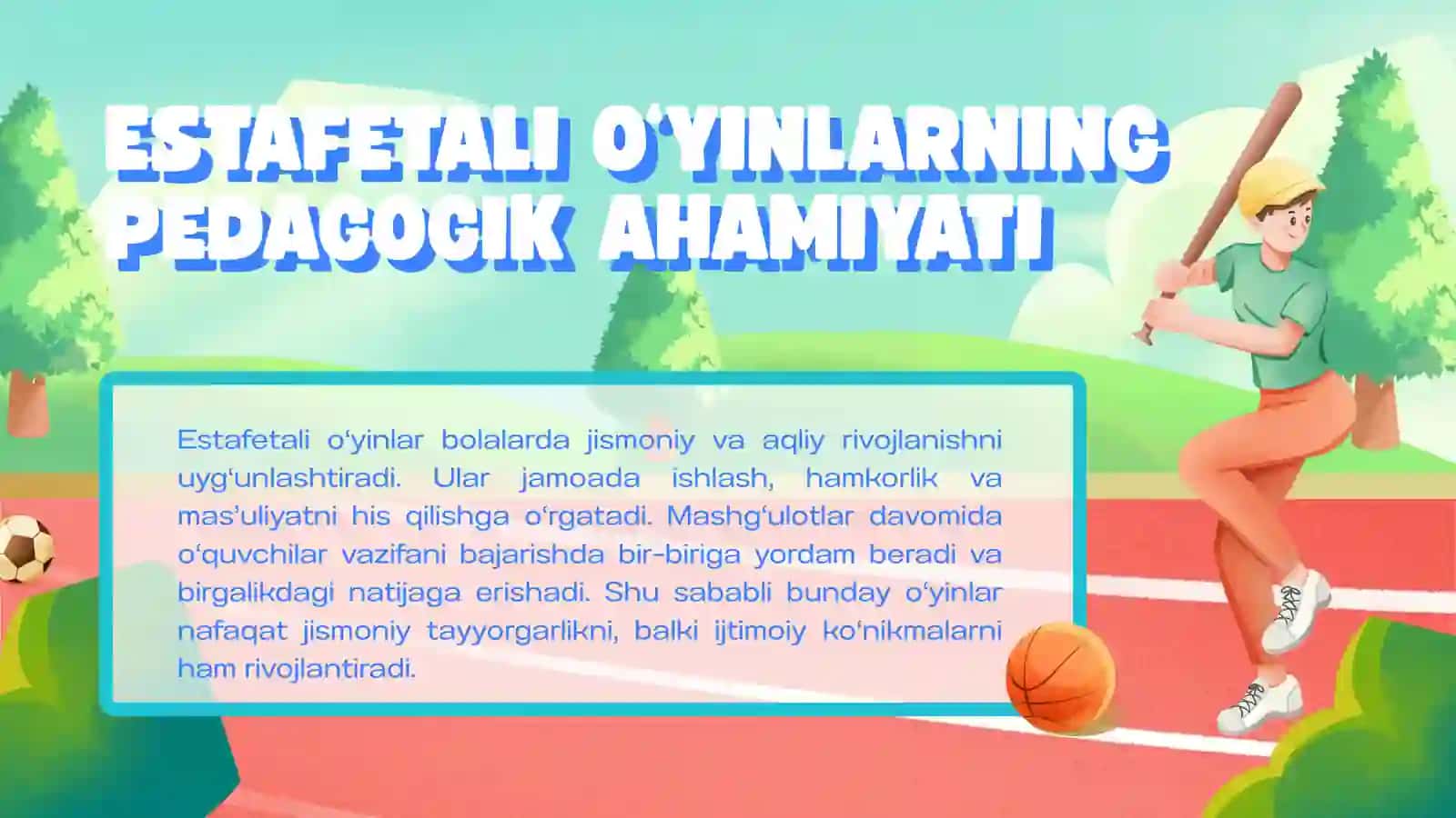 Estafetali harakatli o'yinlarni o'tkazish 3