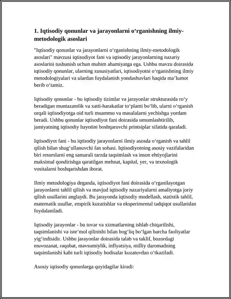 Iqtisodiy Qonunlar va Jarayonlarni Ilmiy Bilish Usullari 3