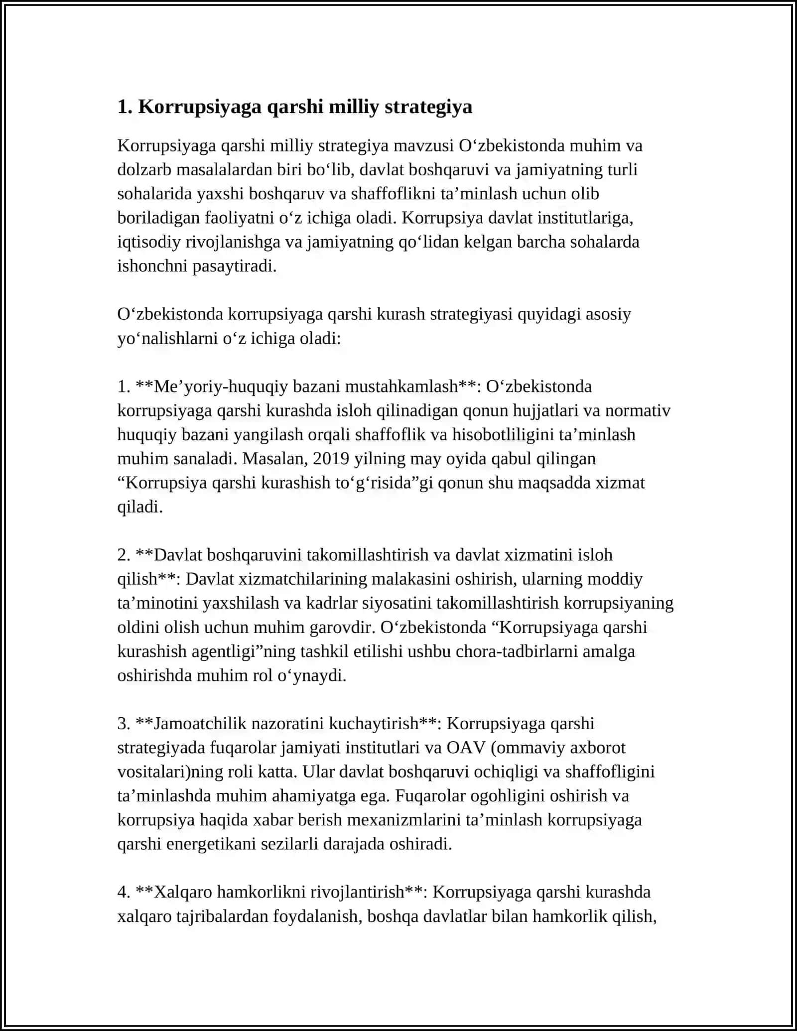O'ZBEKISTON RESPUBLIKASIDA KORRUPSIYAGA QARSHI KURASHISH CHORA TADBIRLARI 3
