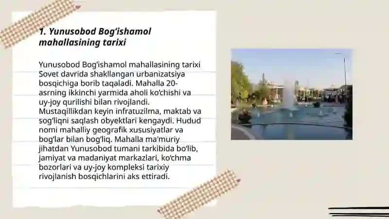 Yunusobod Bog’ishamol mahallasi 3