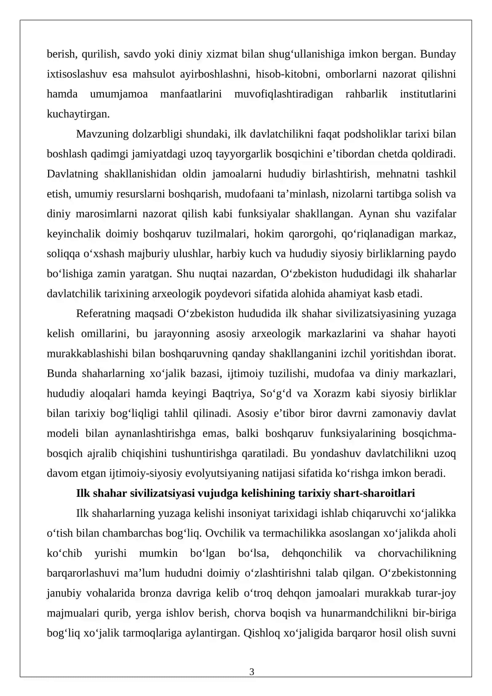 Ilk shaharnoma sivilizatsiyasining vujudga kelishi va ushbu jarayon boshqaruvining shakllanishi 3