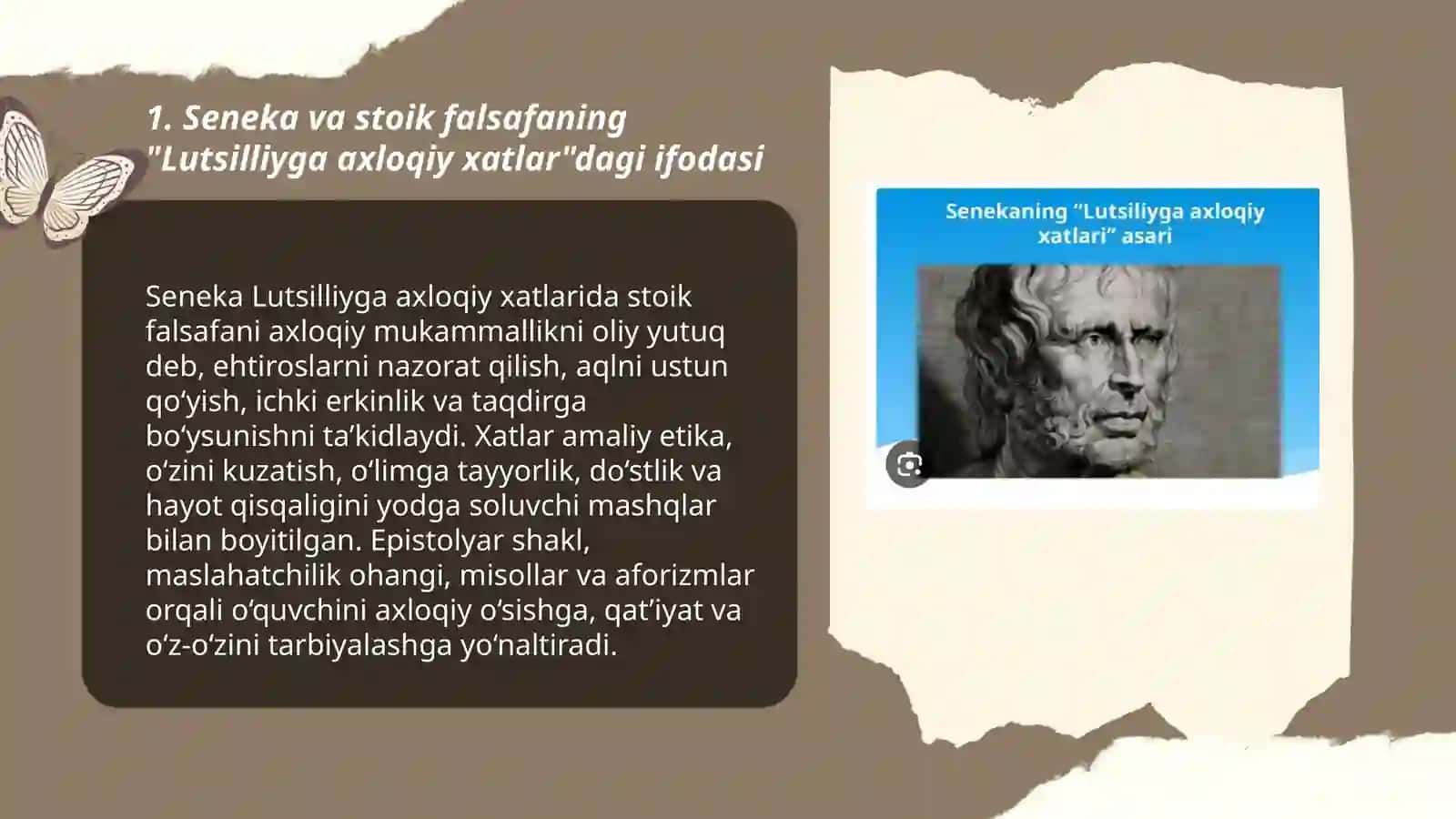 Seneka va stoik falsafaning "Lutsilliyga axloqiy xatlar" asari 3