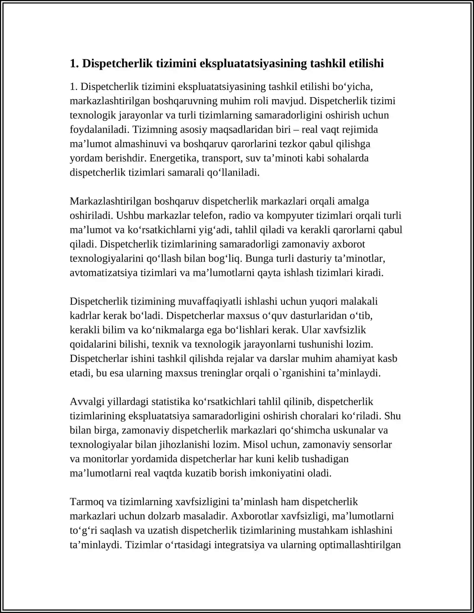 Dispetcherlik tizimini ekspluatatsiyasi 3