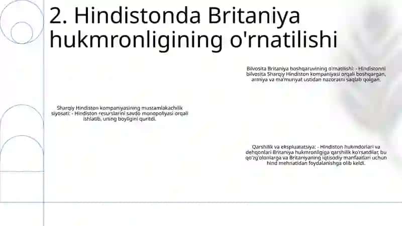 Sharqiy Hindiston kompaniyasining Mustamlakachilik Siyosati 3