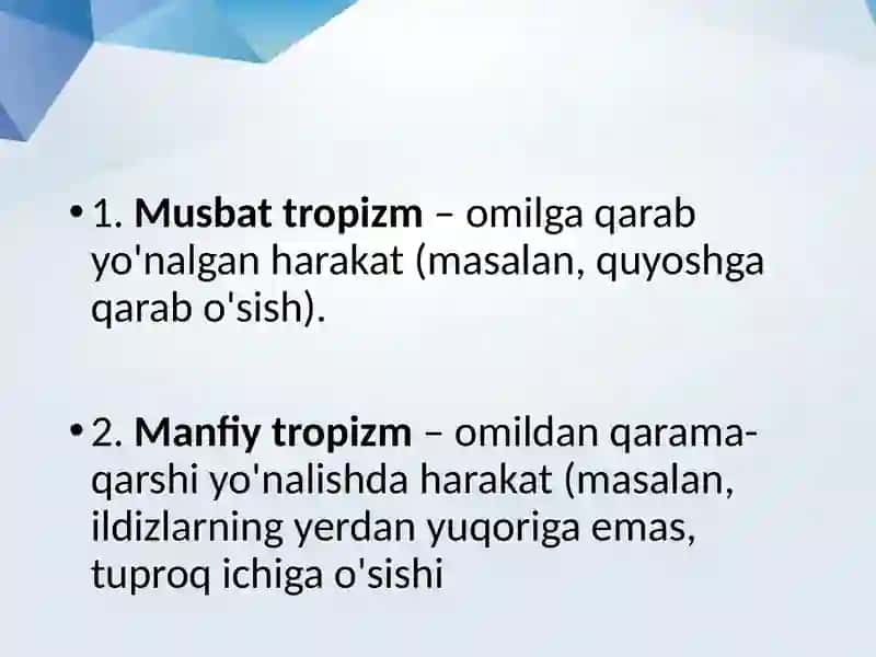 Tropizm tushunchasining mohiyati 3