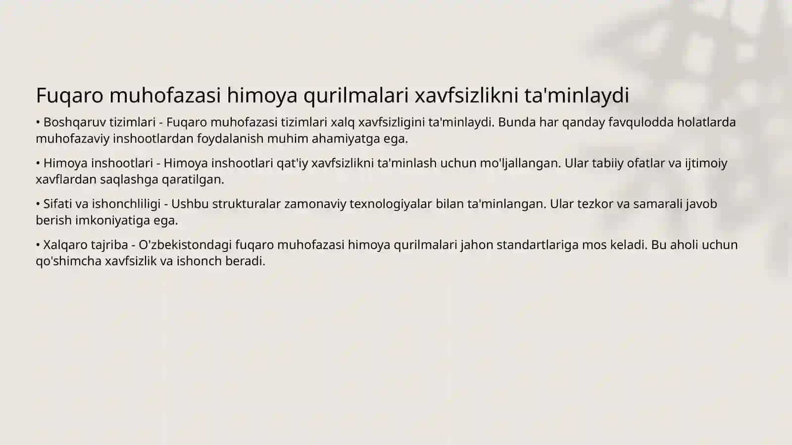 Fuqaro muhofazasi himoya qurilmalarining turlari va ularga qoʻyilgan talablar 3