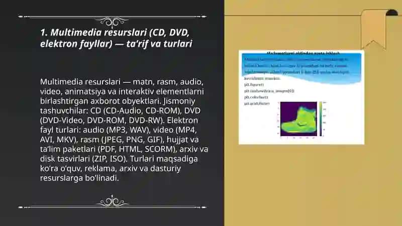 Multimedia resurslari (CD,DVD elektron fayllar) bilan ishlash jarayoni 3