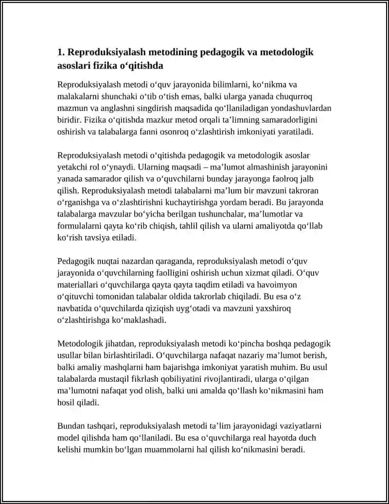 FIZIKA O‘QITISHDA REPRODUKSIYALASH METODI 3