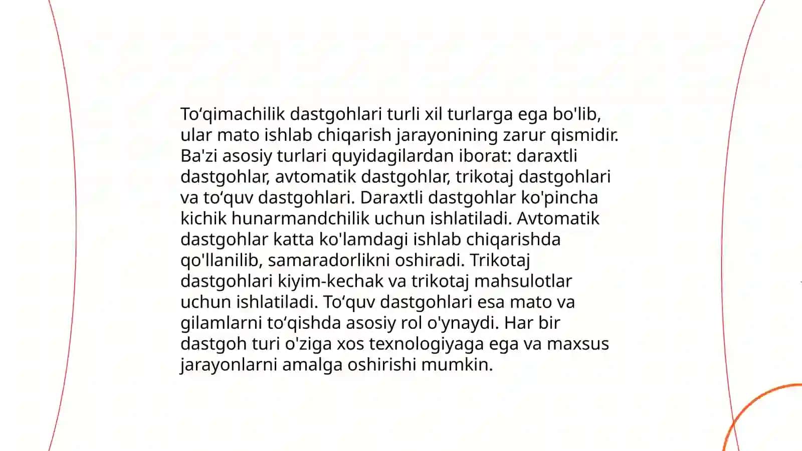 Toʻqimachilik dastgohida toʻqima hosil qilish 3