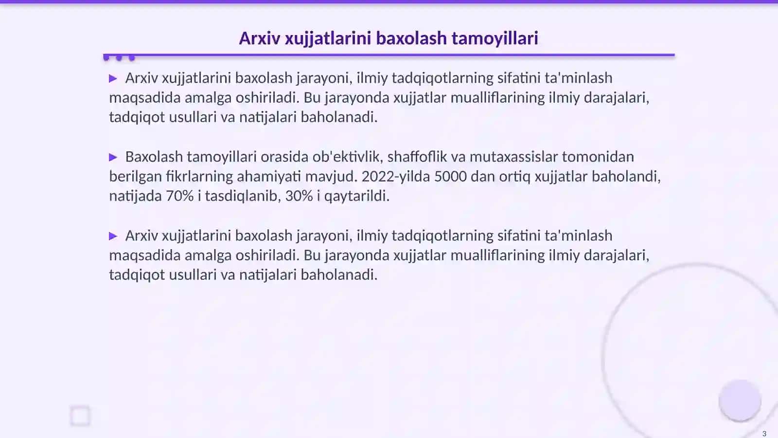 Arxiv xujjatlarini baxolash va ekspertiza jarayonlari 3