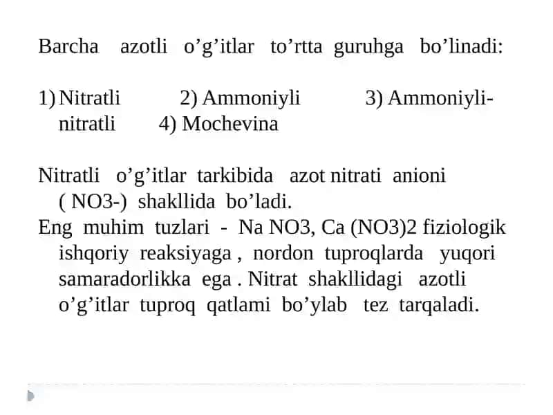 Azotning o'simliklardagi modda almashinuvi gata'siri 3