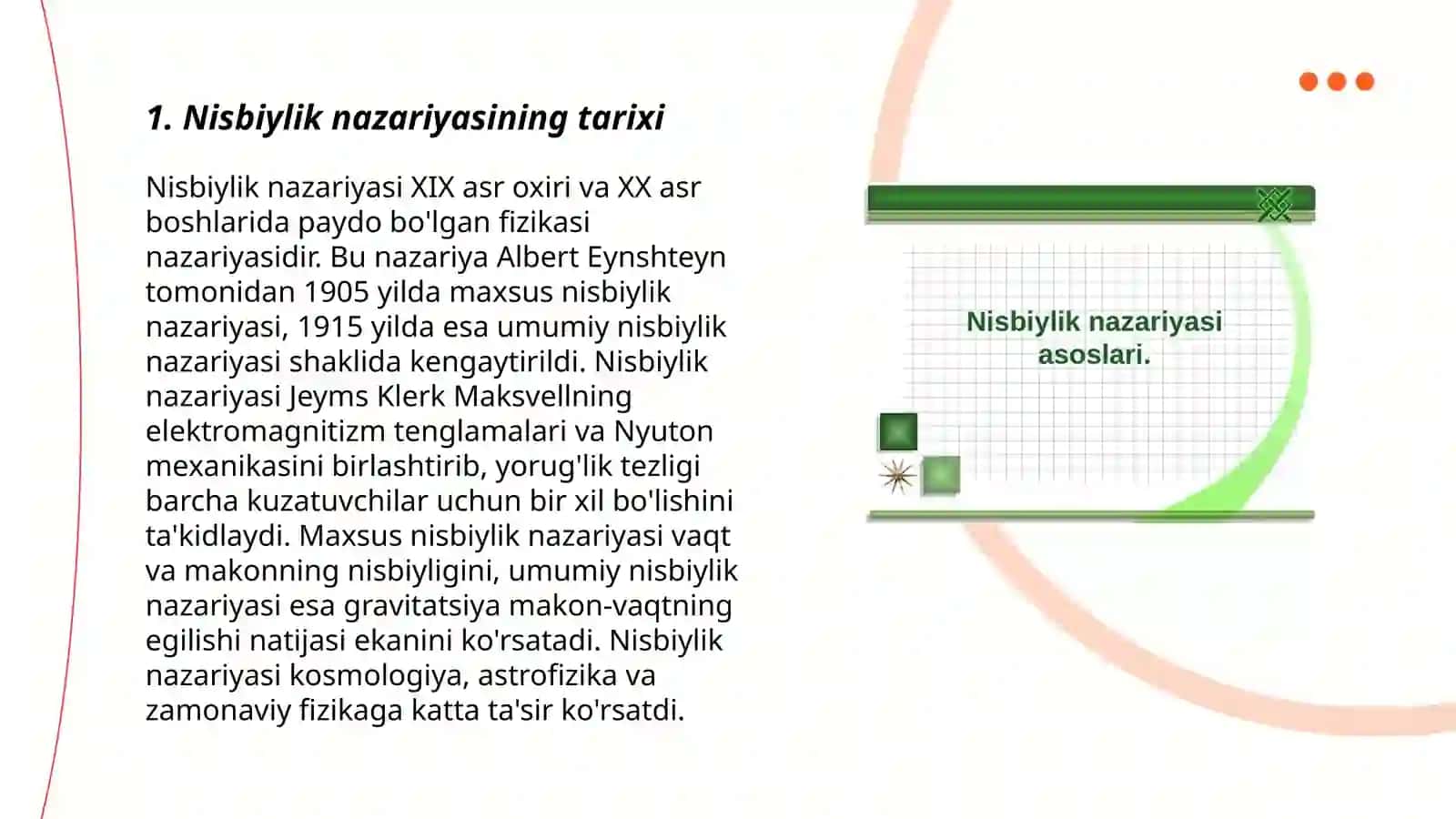 Nisbiylik nazariyasi elemetlari 3