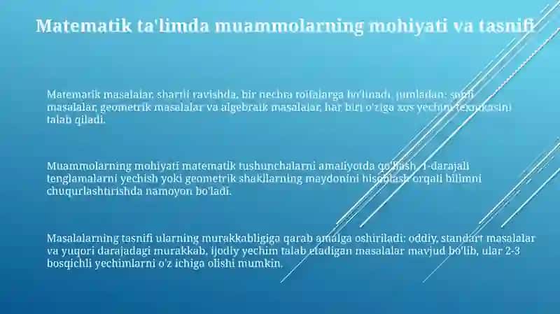Matematika oʼqitishda masalaning bajaradigan funksiyalari 3