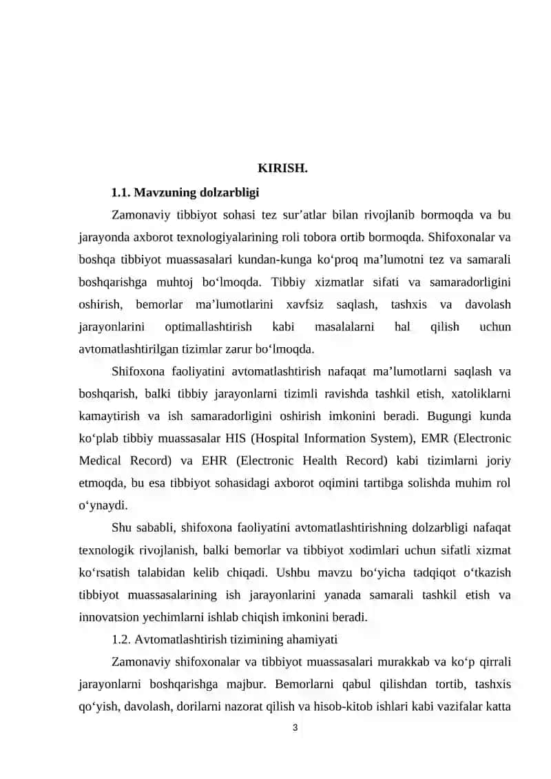 Shifoxona avtomatlashtirish tizimi 3