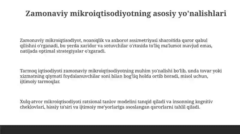 Hozirgi zamon iqtisodiyot nazariyasi rivojlanishining asosiy yo‘nalishlari 3