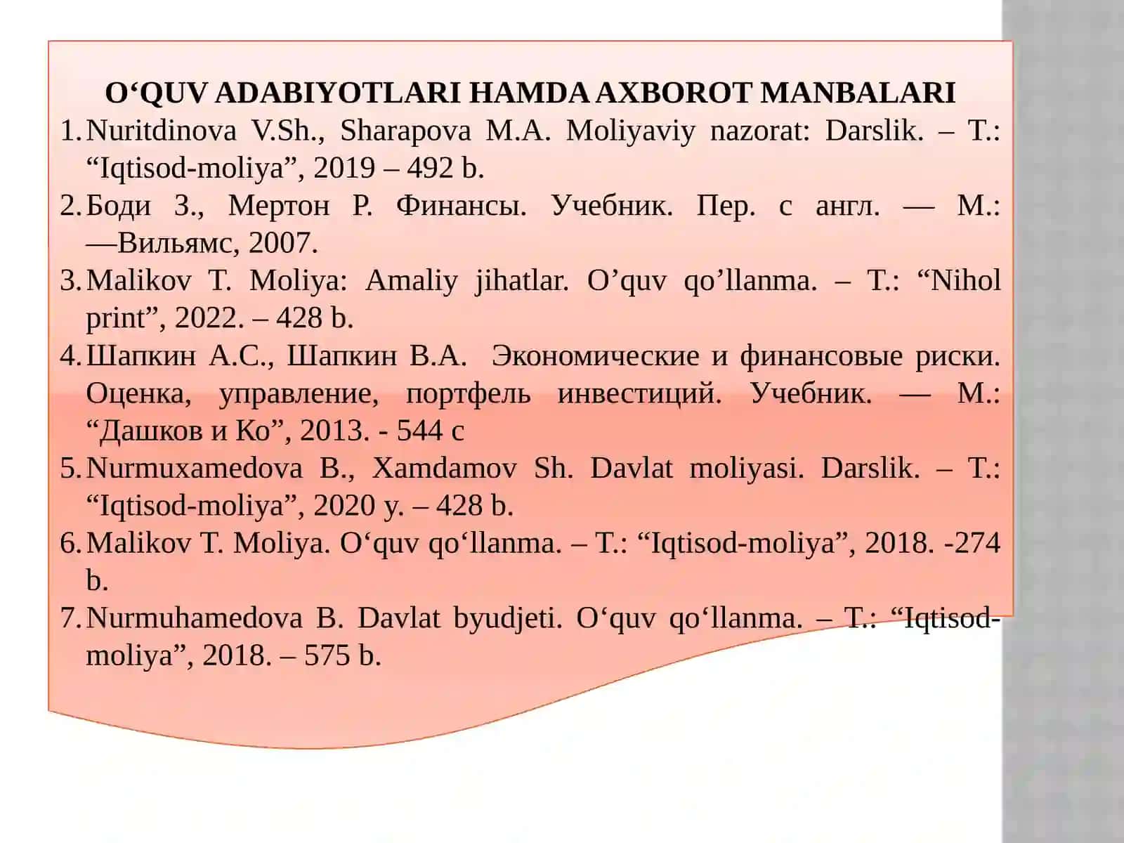 O‘QUV ADABIYOTLARI HAMDA AXBOROT MANBALARI 3