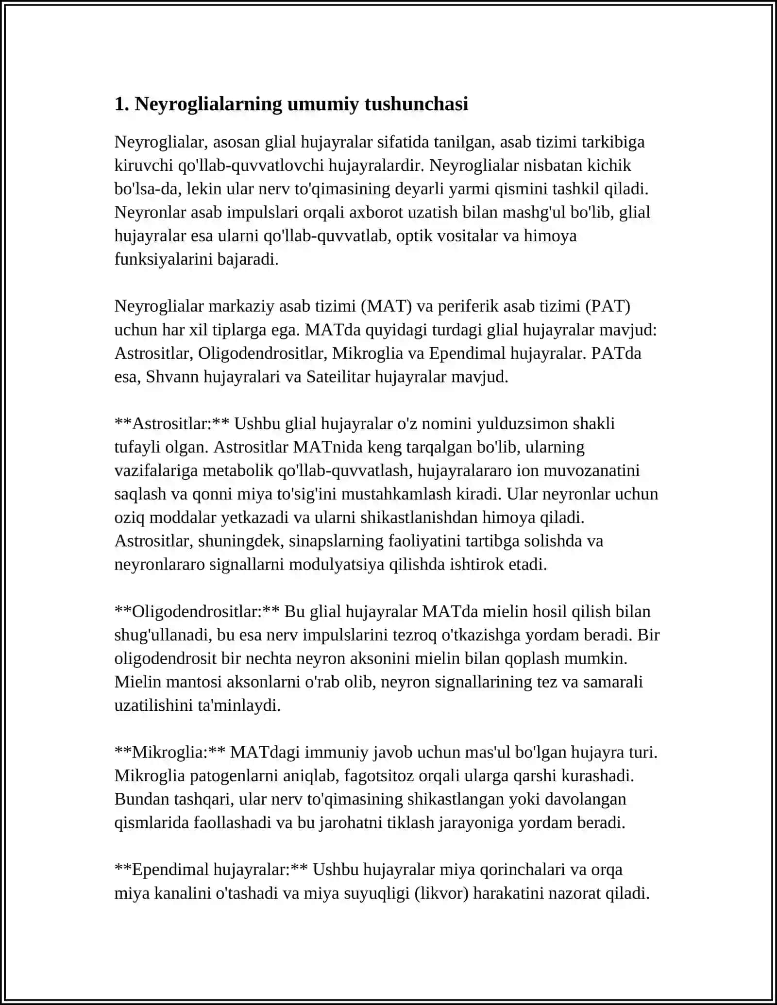 NEYROGLIYA HUJAYRALARINING TUZILISHI VA FUNKSIYALARI 3