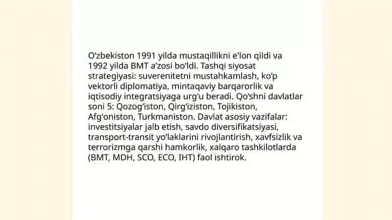 Oʻzbekiston va Jahon Hamjamiyati 3