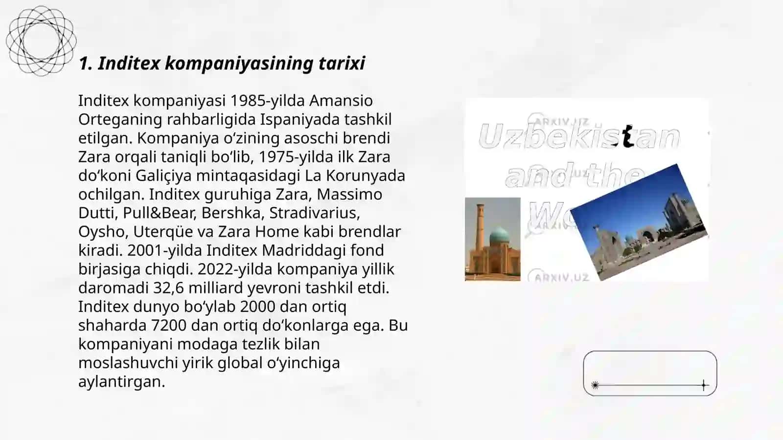 Inditex kompaniyasi va O’zbekistonda qo’llanilishi 3