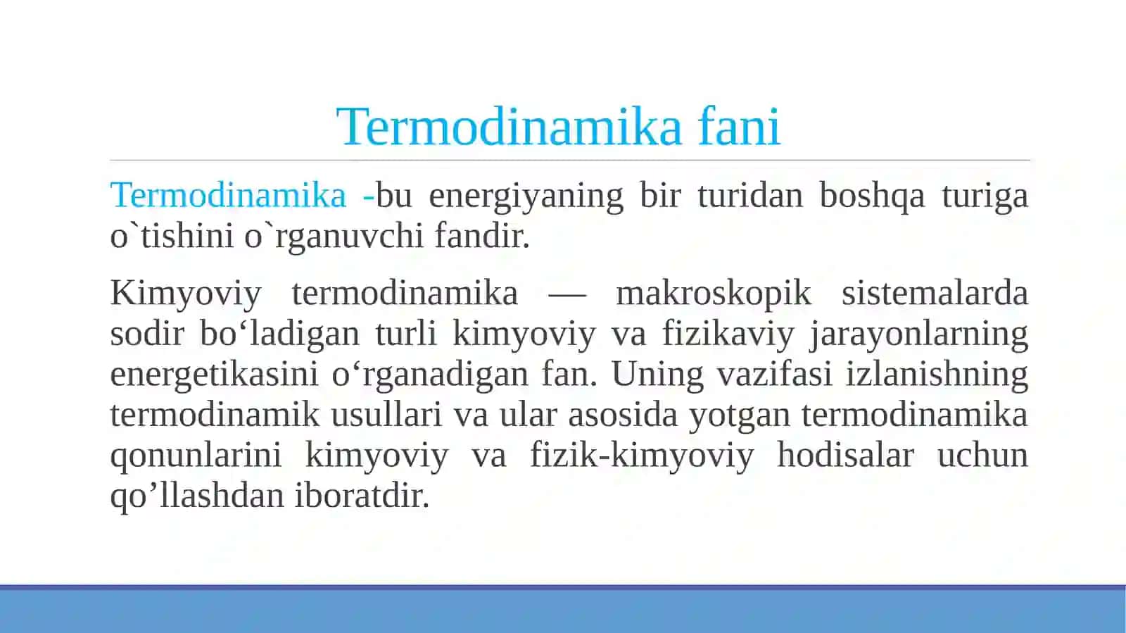 Termodinamika va kimyoviy termodinamika. Dispers sistemalar 3