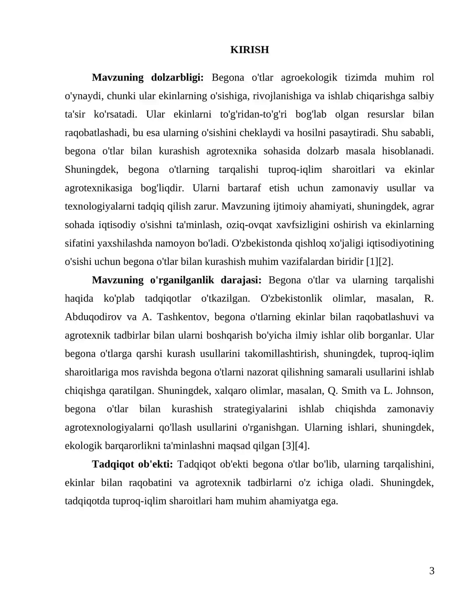 Begona o’tlarning tuproq-iqlim sharoiti va ekinlar agrotexnikasiga bogliq holda tarqalishi va ularga qarshi kurash 3