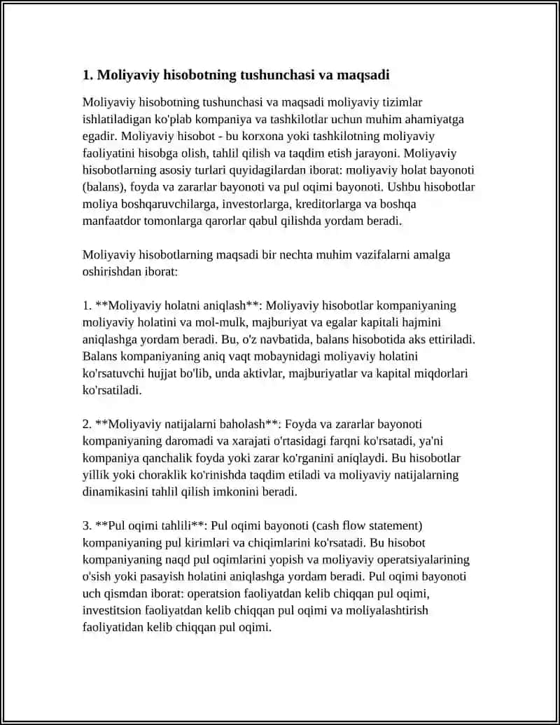 Moliyaviy hisobot va uni tashkil etish 3