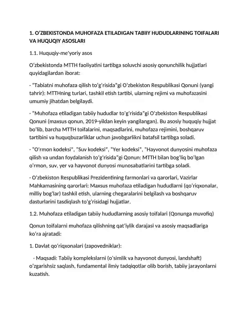 Oʻzbekistonning muhofaza etiladigan tabiiy hududlari: turlari, ahamiyati va muammolari 3