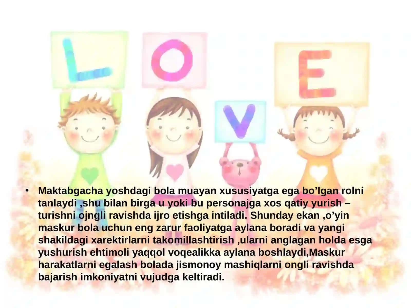 Bolaning psixik o’sishida o’yinning ahamiyati 3