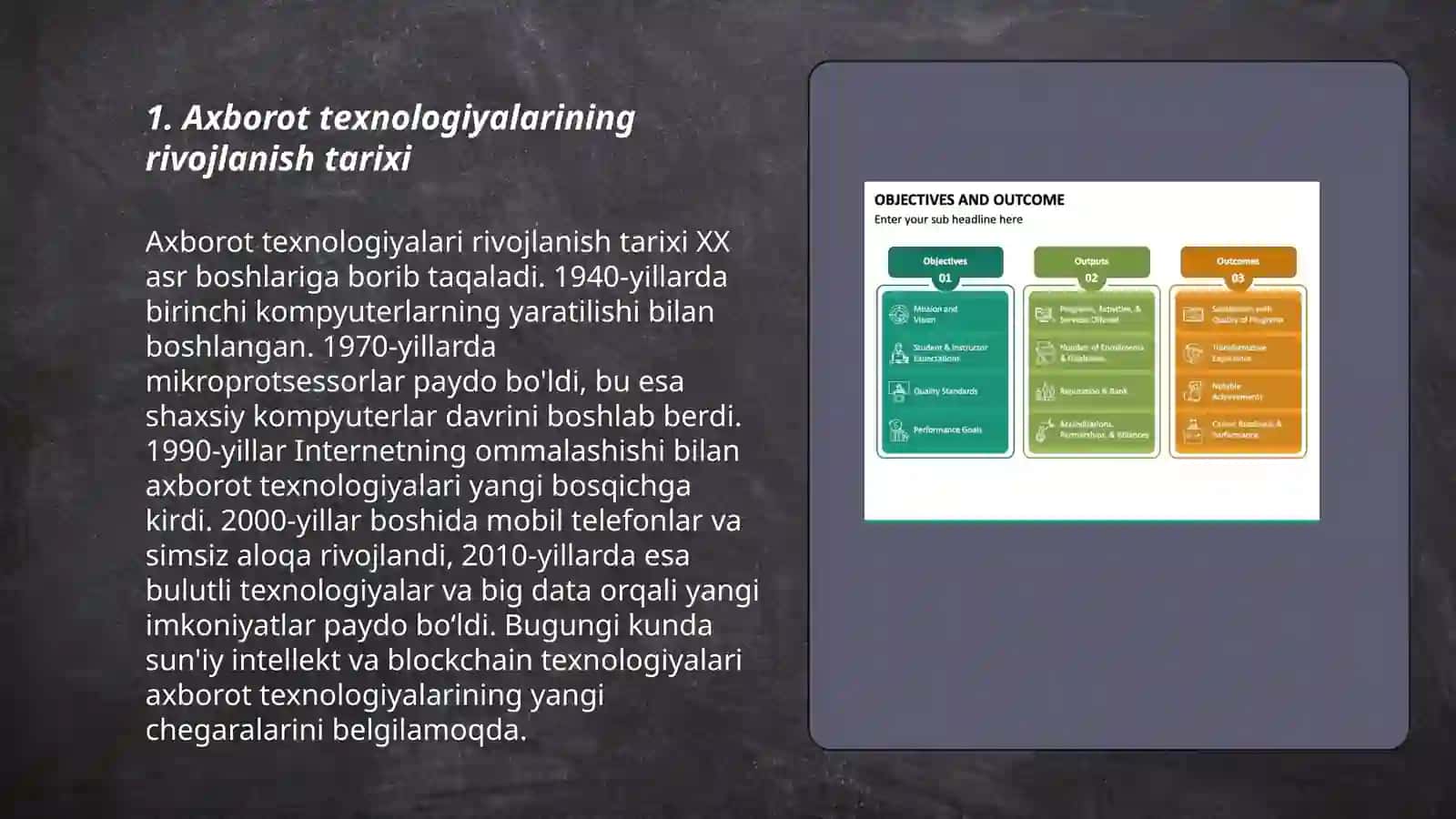 Axborot texnologiyalari tarixi, maqsad va vazifalari 3