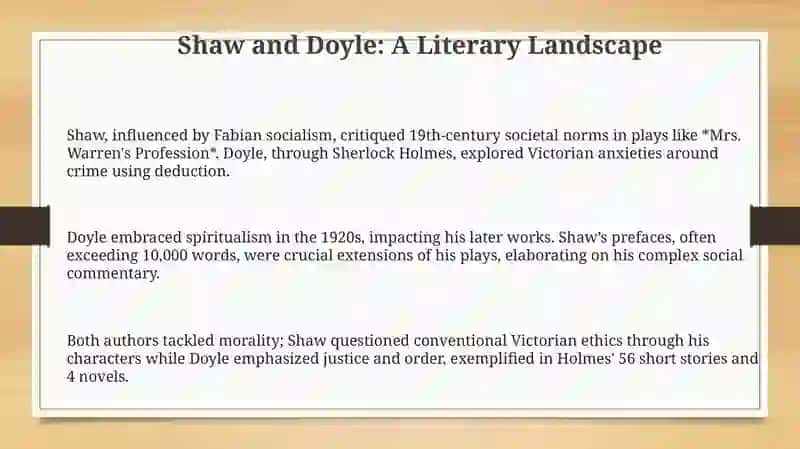 "The literary works of Bernard Shaw and Arthur Conan Doyle" 3