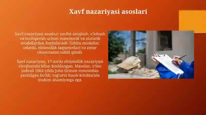 Sug'urtaning rol va xavf nazariyasi 3