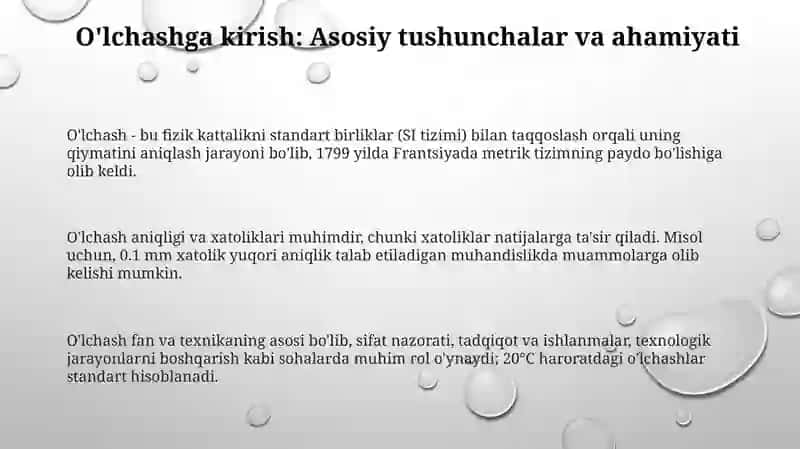 O'lchash Usullari va Vositalari 3