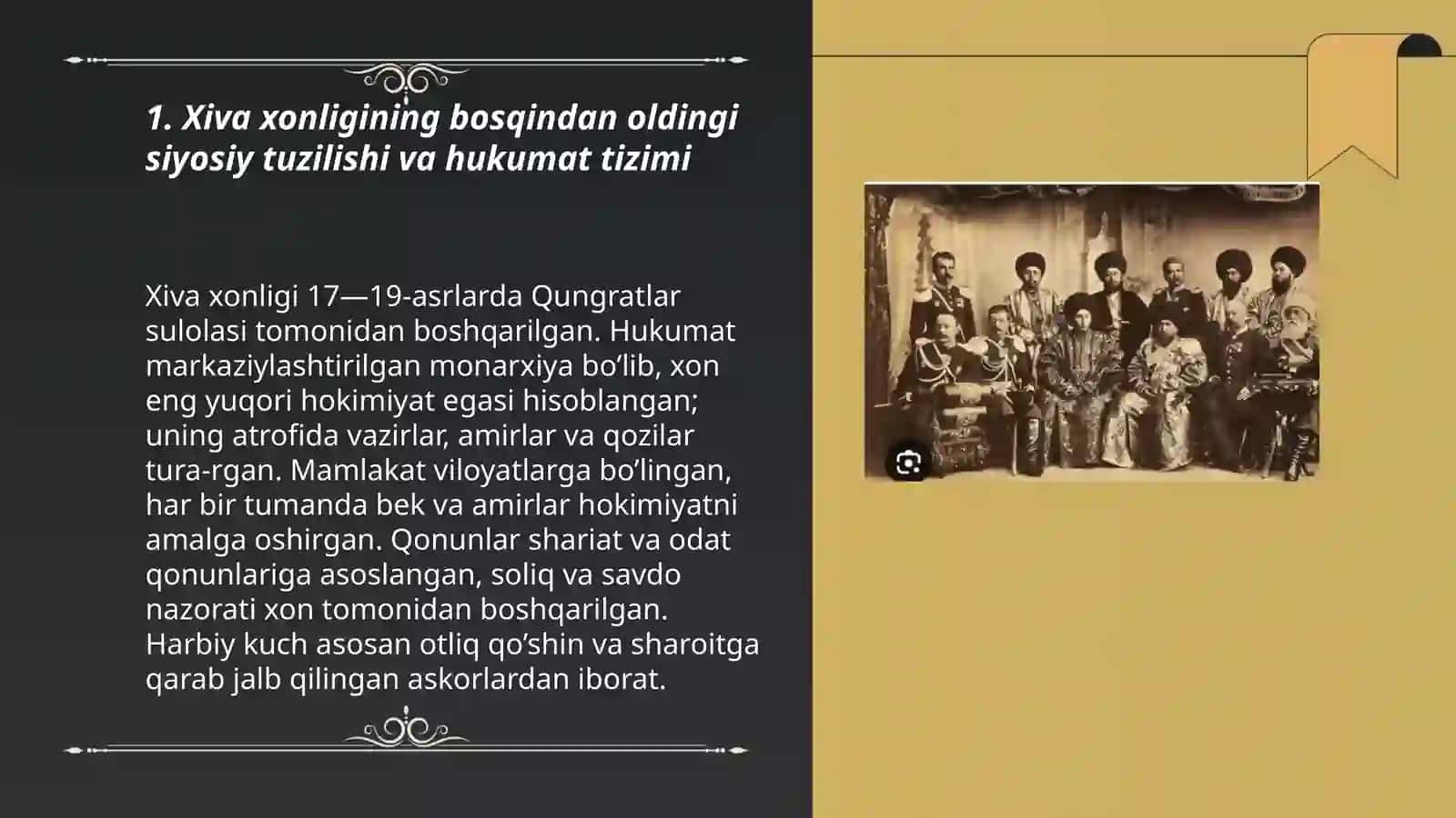 Xiva xonligining bosqindan oldingi siyosiy tuzilishi va hukumat tizimi 3