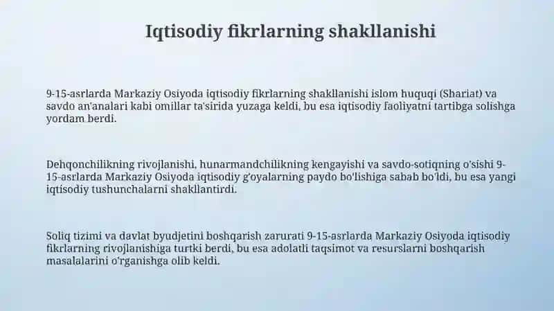 9-15 asrlarda o‘rta osiyoda iqtisodiy fikrlar 3