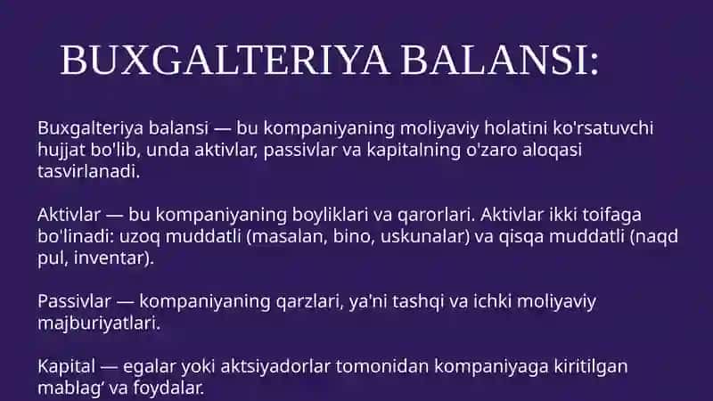 BUXGALTERIYA BALANSI KO’RSATKICHLARI VA MOLIYAVIY HOLAT TAHLILI 3