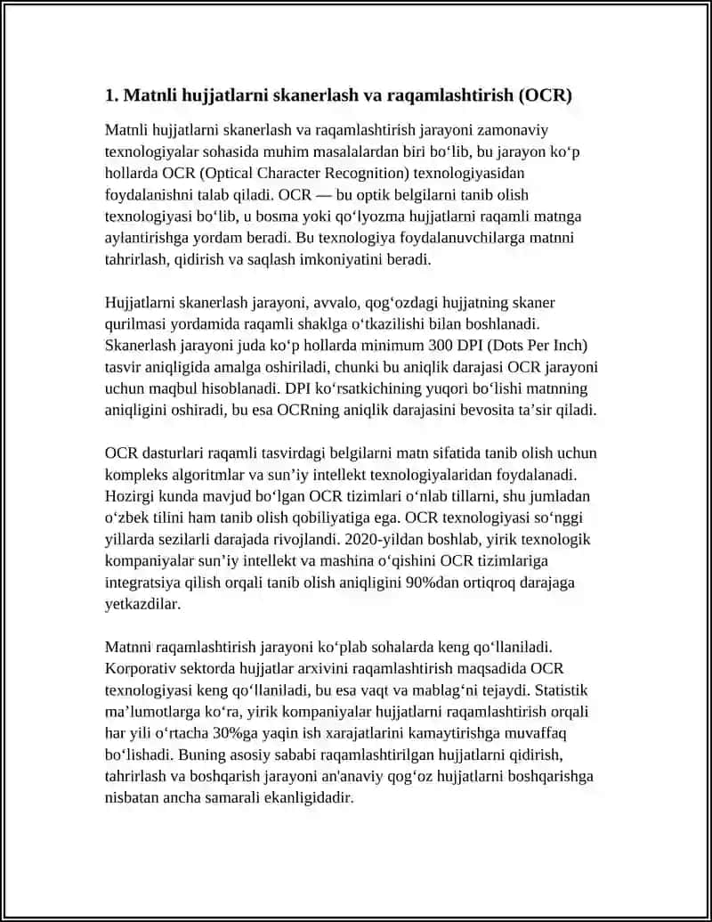 MATNLI HUJJATLARNI YARATISH VA QAYTA ISHLASH XIZMATLAR TO’PLAMI 3