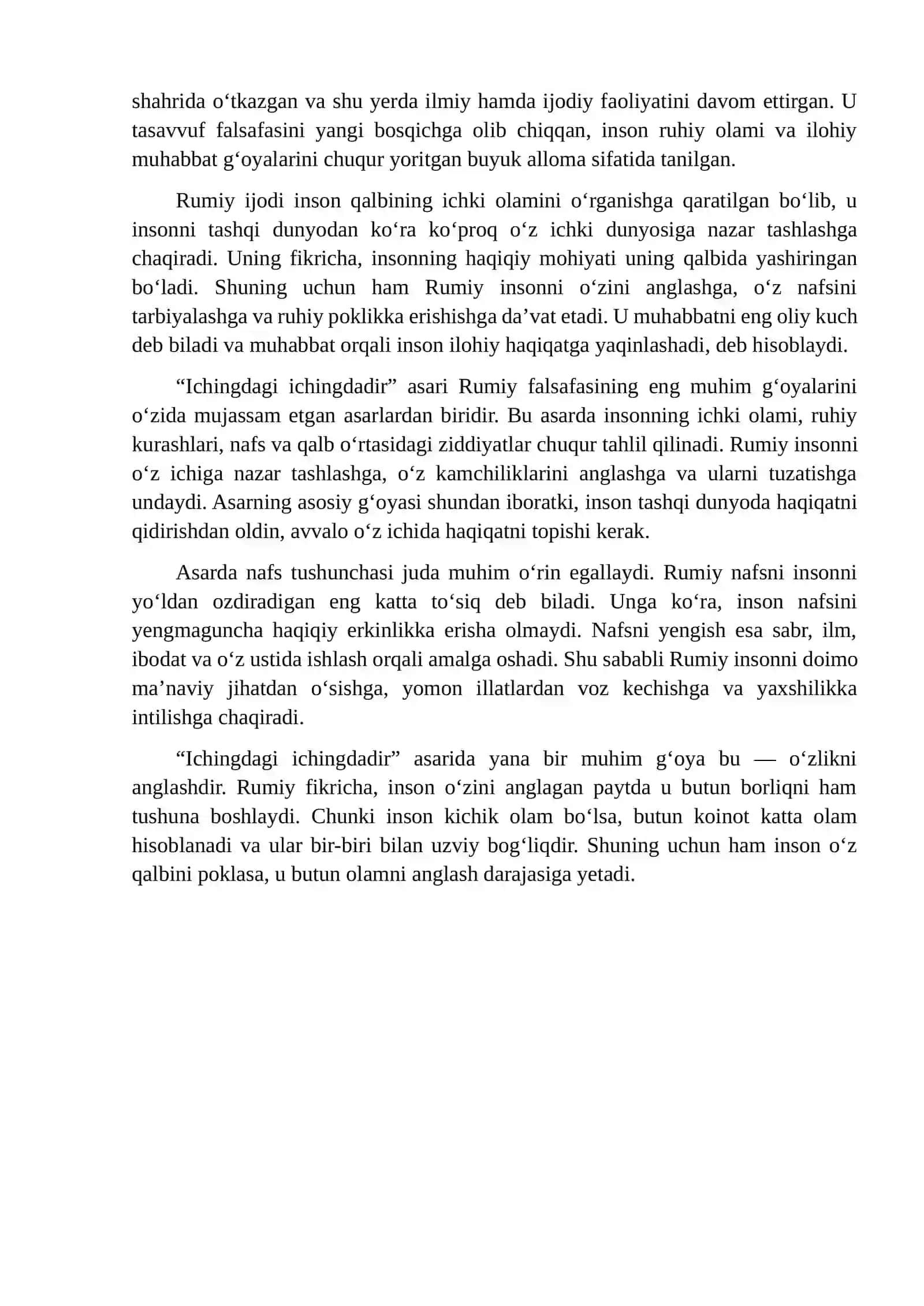 Jaloliddin Rumiy va uning “Ichingdagi ichingdadir” asari mohiyati bo‘yicha 3