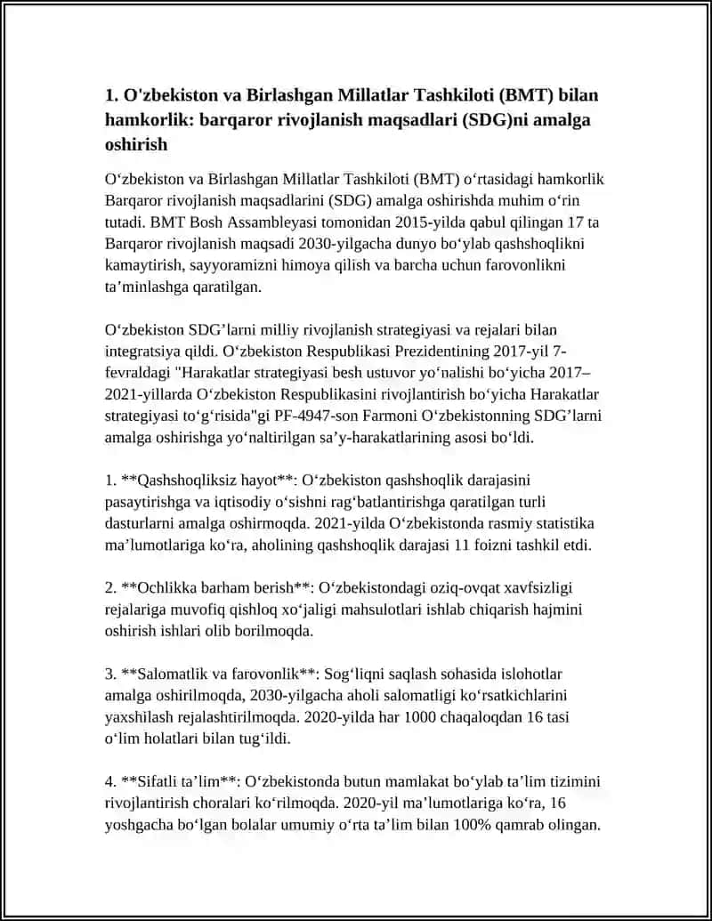 OʻZBEKISTONNING XALQARO TASHKILOTLAR BILAN HAMKORLIK ALOQALARI 3